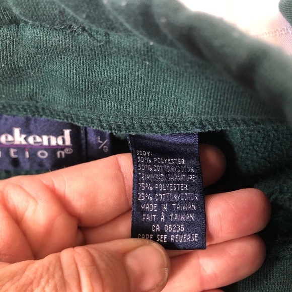 Vtg Weekend Edition Forest Green Sweat Shirt - Picture 12 of 16